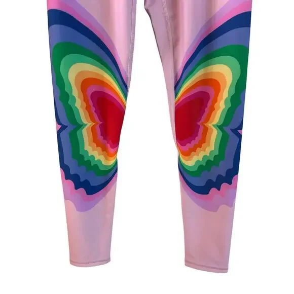 NWT Terez Women’s Psychedelic Butterfly Duoknit Leggings Pink Size Small - Picture 4 of 7